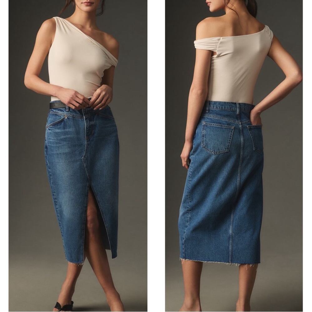 REFORMATION Jagger Denim Midi Skirt Size 34
